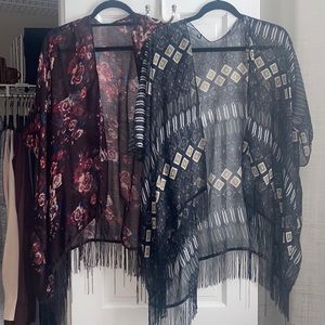 Set of 2 Sheer / Lightweight cardigans with Fringe